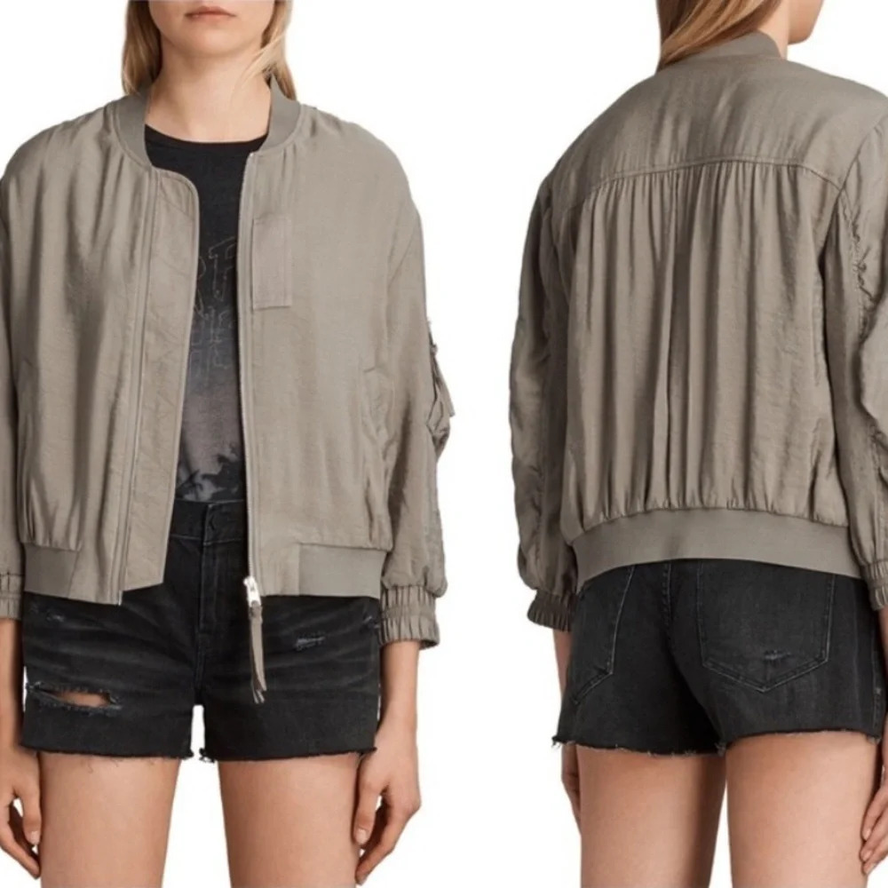 AllSaints Women's Olive Green Bomber Jacket